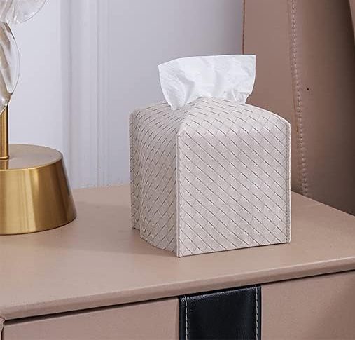 Square Facial Tissue Case Placed on the Table.